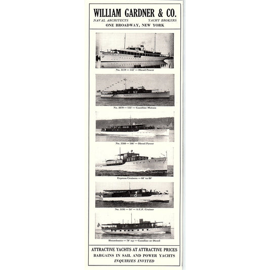 William Gardner & Co Yacht Brokers Broadway NY 1932 AG2-3