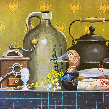 Retro Kitsch George Cherepov Rustic Table Setting 9x12 1972 Lithograph V14-1