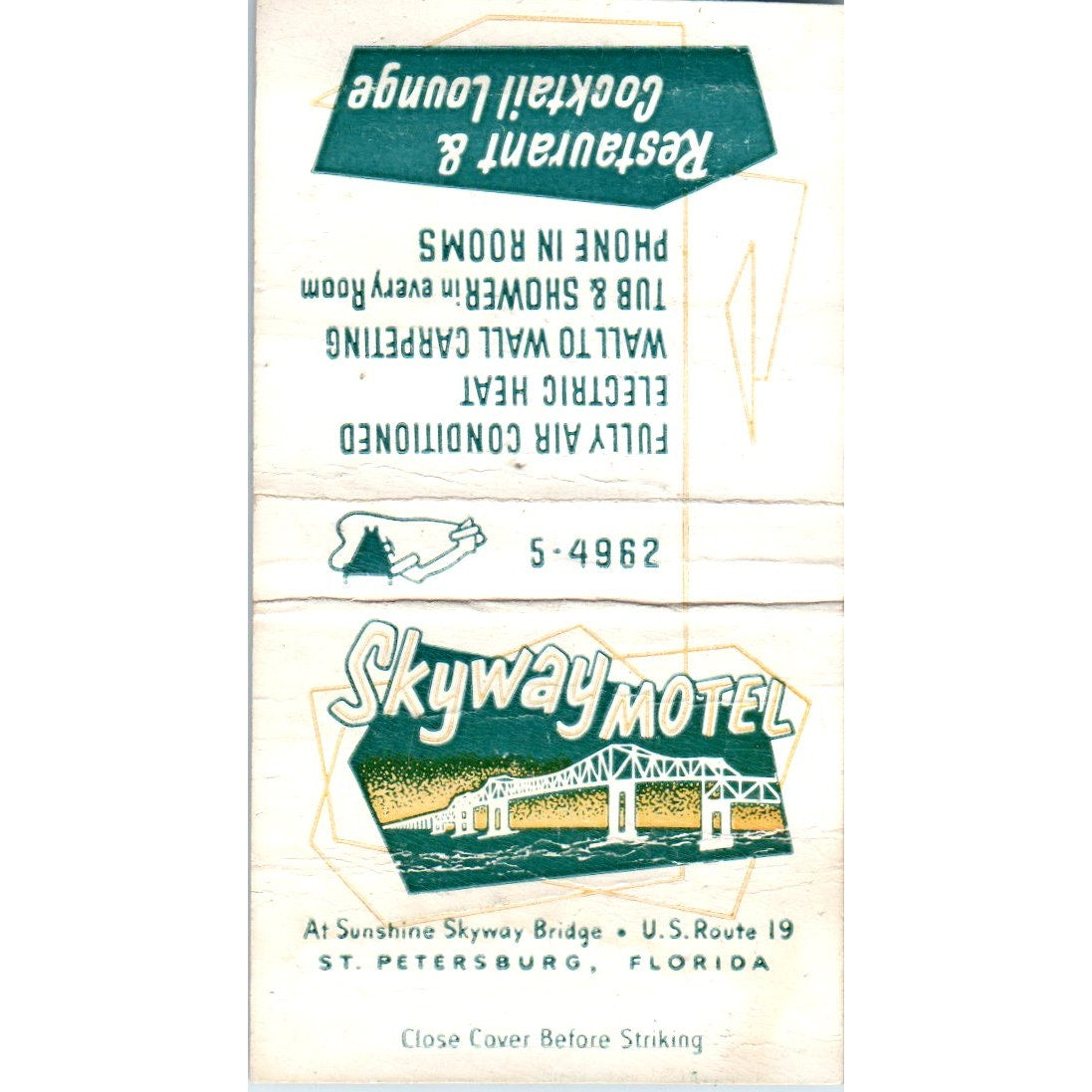 Skyway Motel St. Petersburg Florida Vintage Matchbook Cover SF4-Y7