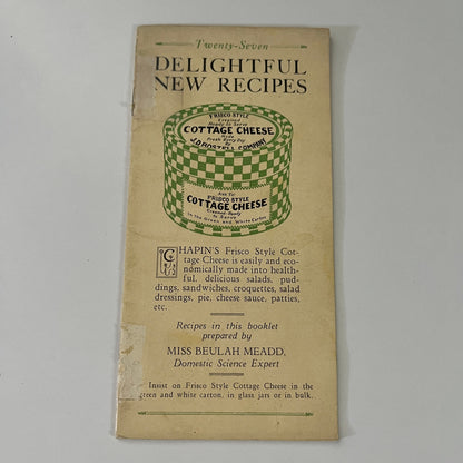 1920s Cottage Cheese Recipe Booklet Beulah Meadd J.D. Roszell Company TE2-BB