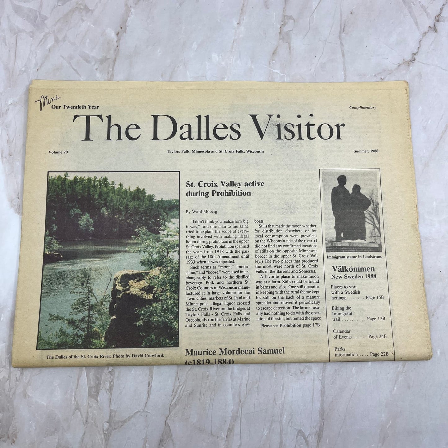 1988 The Dalles Visitor Newspaper St. Croix Valley Prohibition MN WI TF5-L1