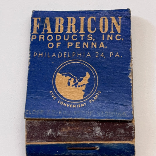 Fabricon Products Inc of Pennsylvania Vintage Matchbook Cover TB8-MB3-9