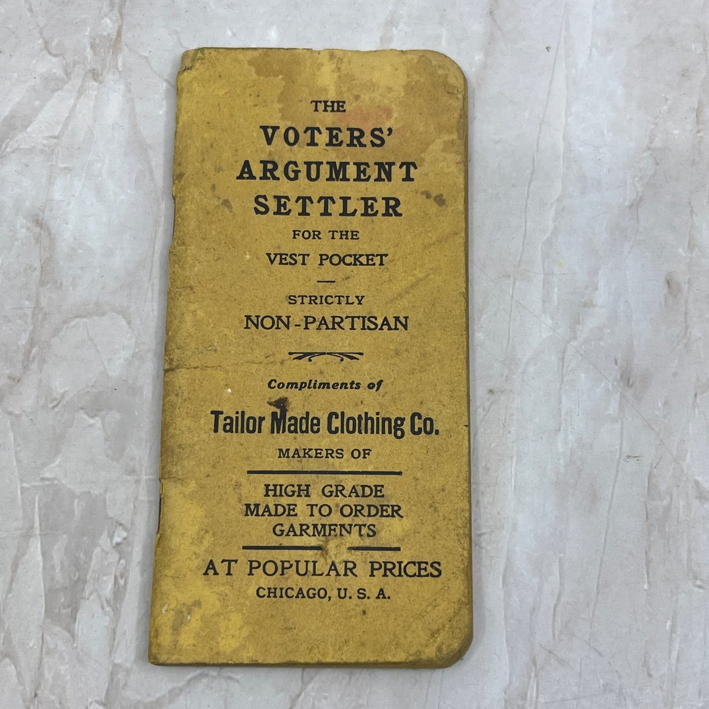 1908 Voters' Argument Settler for the Vest Pocket Booklet TG8-VV