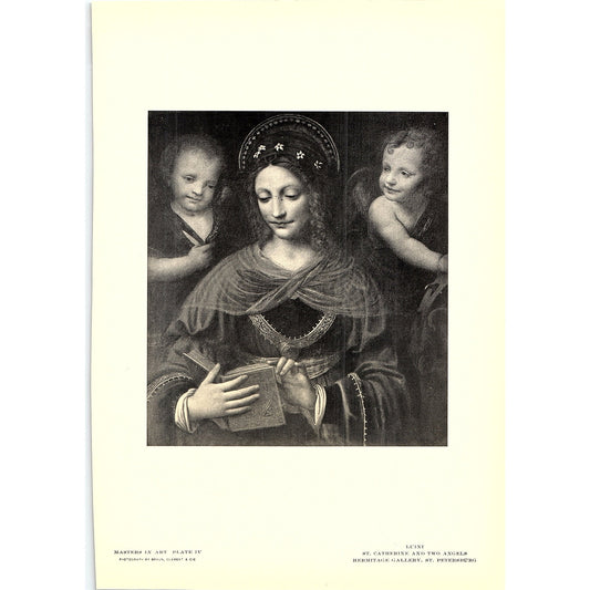 St. Catherine and Two Angels - Luini - 1902 Litho Art Print AF4-4