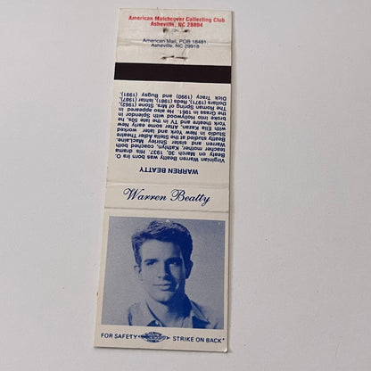 Warren Beatty Bio Vintage Matchbook Cover TB6-MB2-1