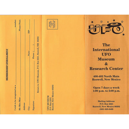 The International UFO Museum Roswell NM Vintage Fold Out Travel Brochure TH2-TB1