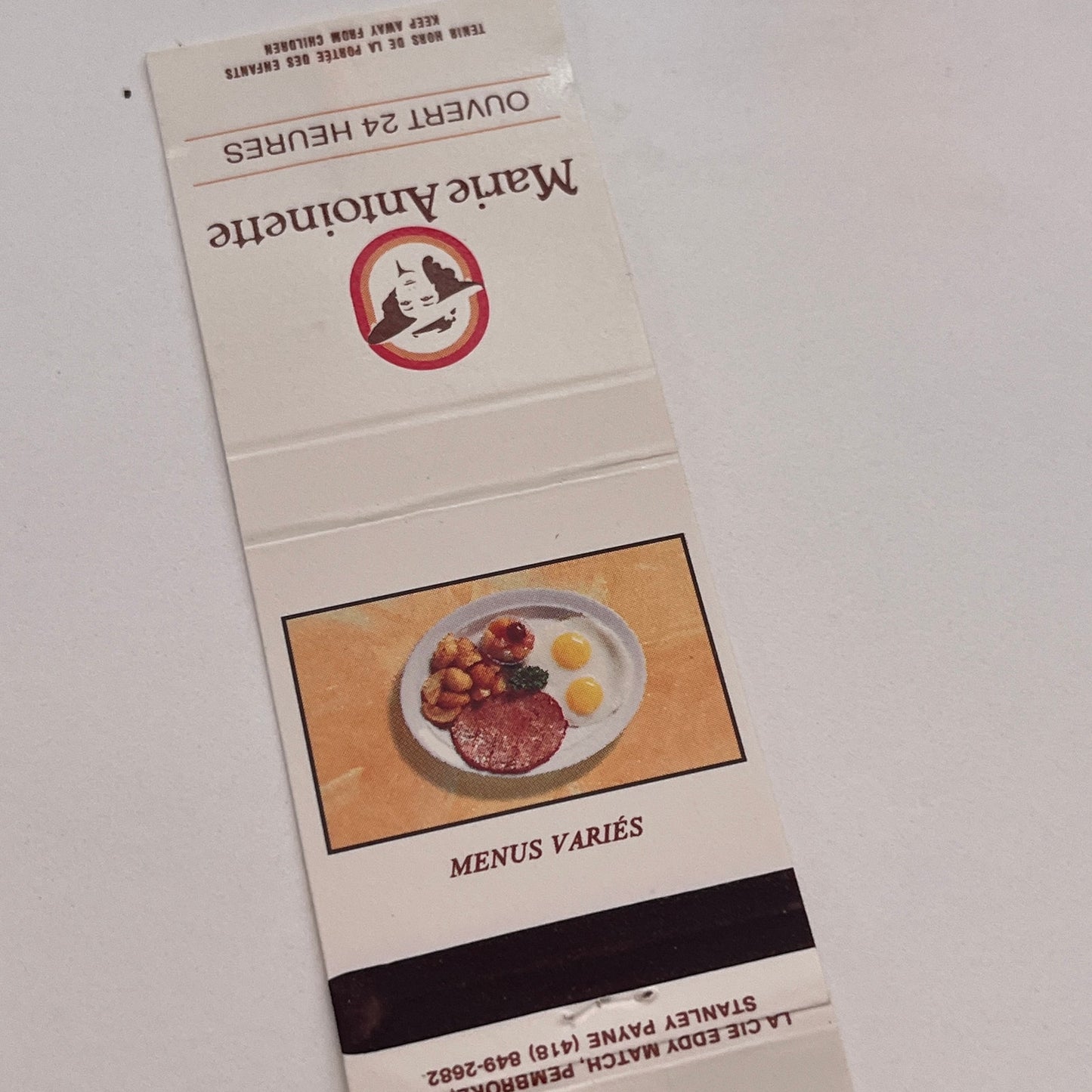 Marie Antoinette Restaurants Canada Vintage Matchbook Cover TB6-MB2-3