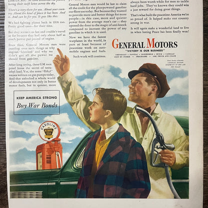 1940s WWII General Motors Symphony of the Air War Bonds Vtg Magazine Ad 11x14 V9