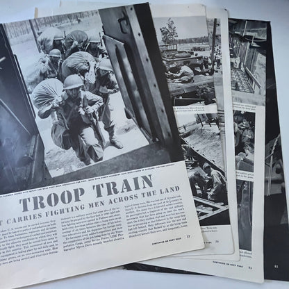 Troop Train Carries Fighting Men Across Land 5 Pages 1940s WWII Article V30-1