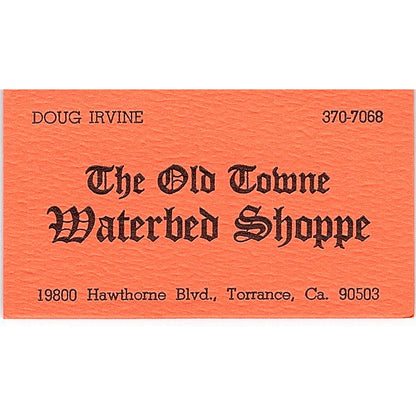 The Old Tomne Waterbed Shoppe Doug Irvine Torrance CA Business Card SF3-B3