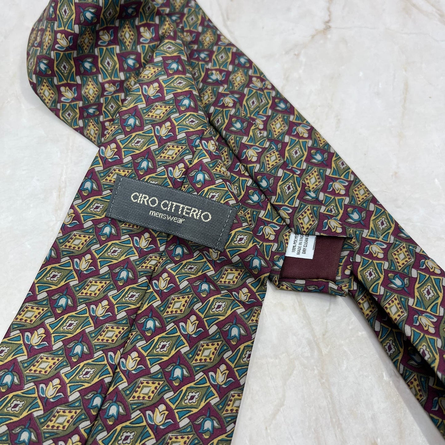 Retro Men's Ciro Citterio Polyester Floral Tie TG9-T1