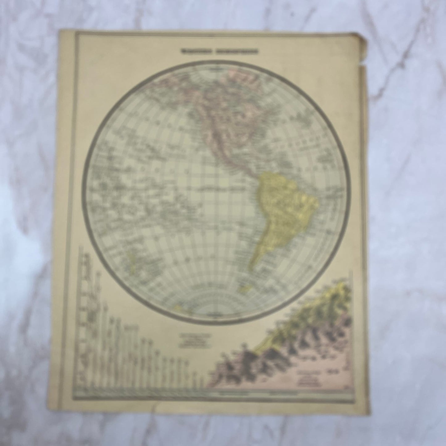 1899 Map of The Western Hemisphere 10x13 Original Tinted Map Engraving FL6-8