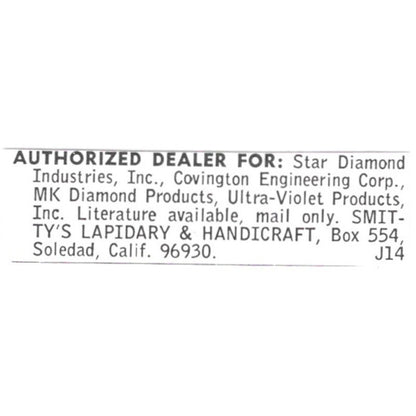 Ty's Lapidary & Handycraft Soledad California 1972 Ad AF8-S14