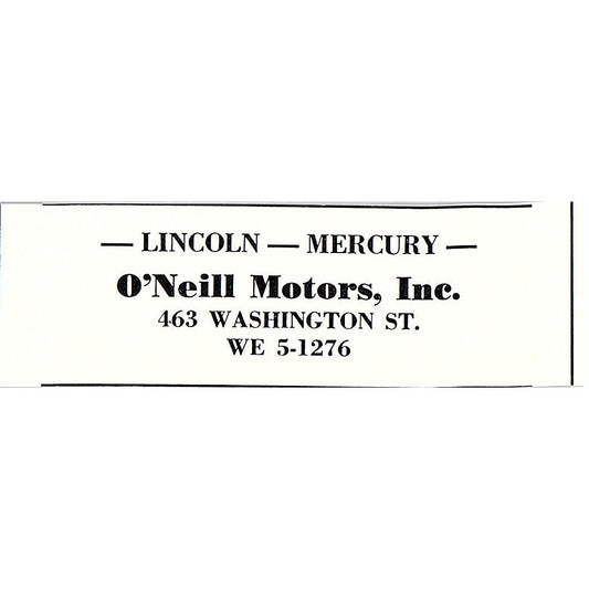 O'Neill Motors Lincoln Mercury 463 Washington St. Boston 1950 Ad AF6-M5