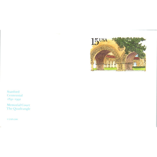 1990 Stanford Centennial Memorial Court Quadrangle 15c Postal Mailing Card PE2