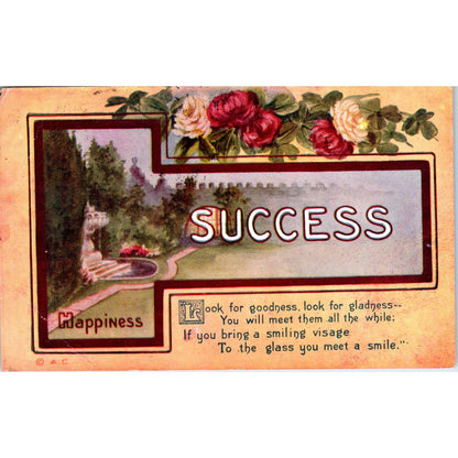 1909 Arthur Capper Success Series Motivational Postcard PC8