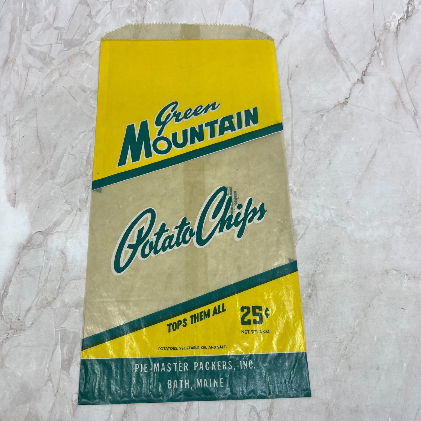 Green Mountain Potato Chips Bag Pie-Master Packers Bath Maine FL6-9