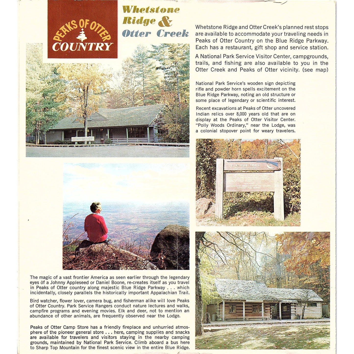 Peaks of Otter Country Blue Ridge Parkway Bedford VA 1960s Brochure TH2-TB3