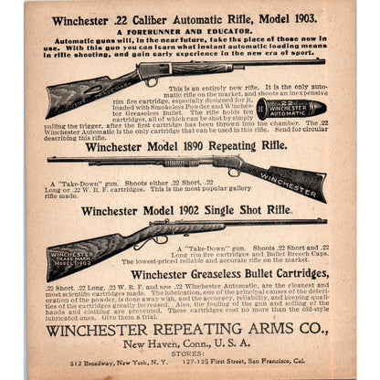 1903 Winchester Repeating Arms New Haven, CONN Combo Target Trade Card AD8-R3