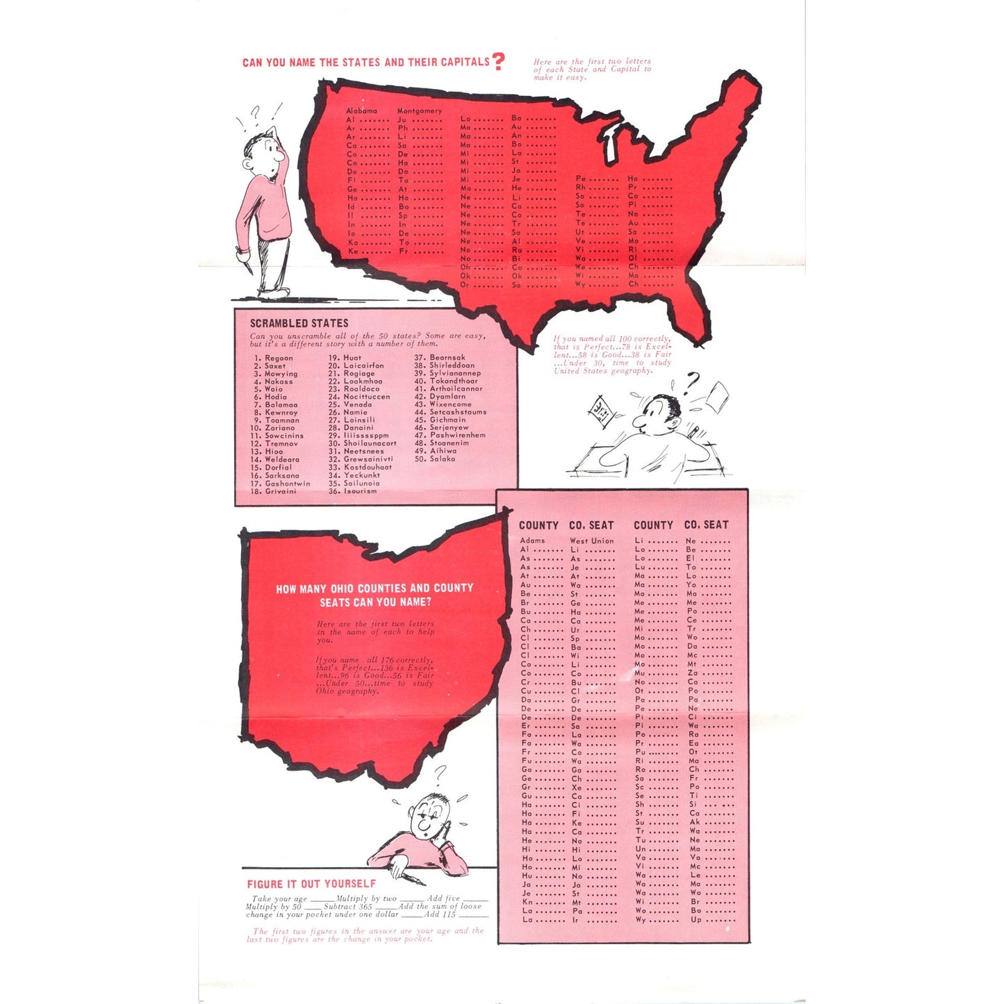 Vintage Roger Cloud Ohio Figures are Fun Info Fact Sheet TH2-O1
