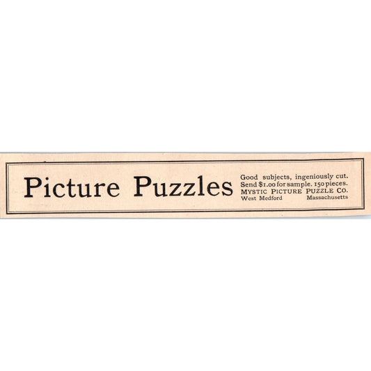Mystic Picture Puzzle Co West Medford MA c1905 Victorian Ad AE9-MA1
