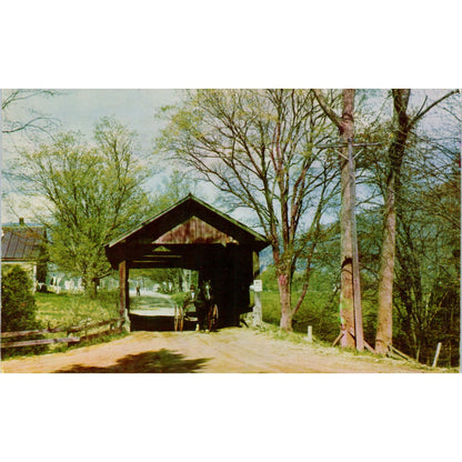 Historic Bridge at Waitsfield VT Vintage Covered Bridge Postcard PC11