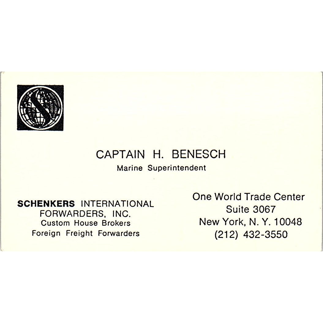 Capt H Benesch Schenkers International Forwarders Vintage Business Card SC9-B4