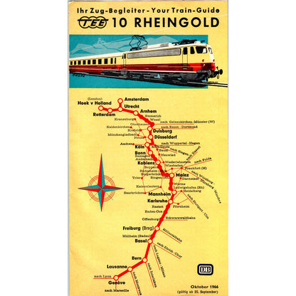 1966 Tee 10 Rheingold German Train Timetables AB9