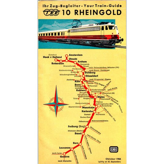 1966 Tee 10 Rheingold German Train Timetables AB9