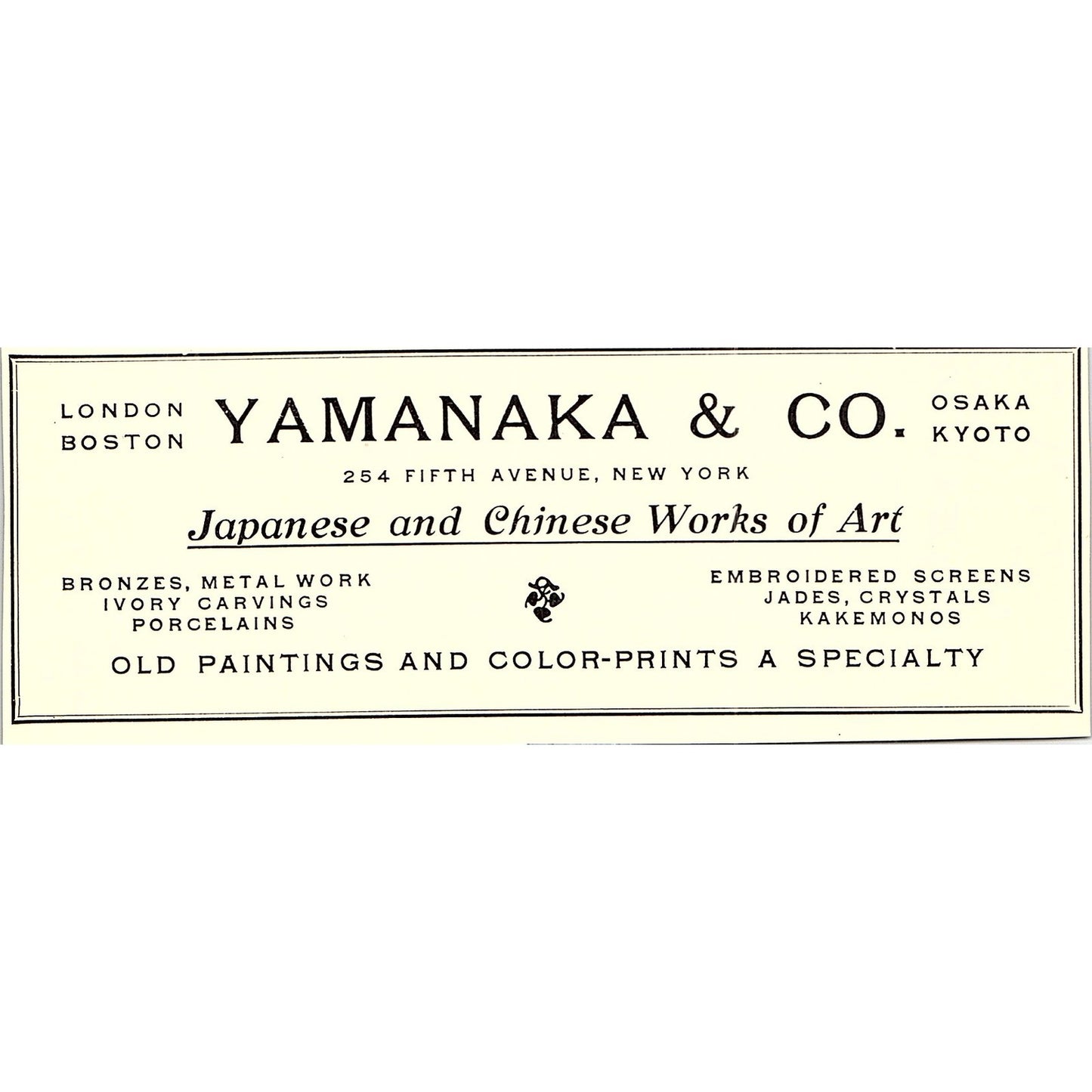 Yamanaka & Co Japanese & Chinese Art Osaka Kyoto - 1906 Ad AF5-3