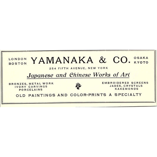 Yamanaka & Co Japanese & Chinese Art Osaka Kyoto - 1906 Ad AF5-3