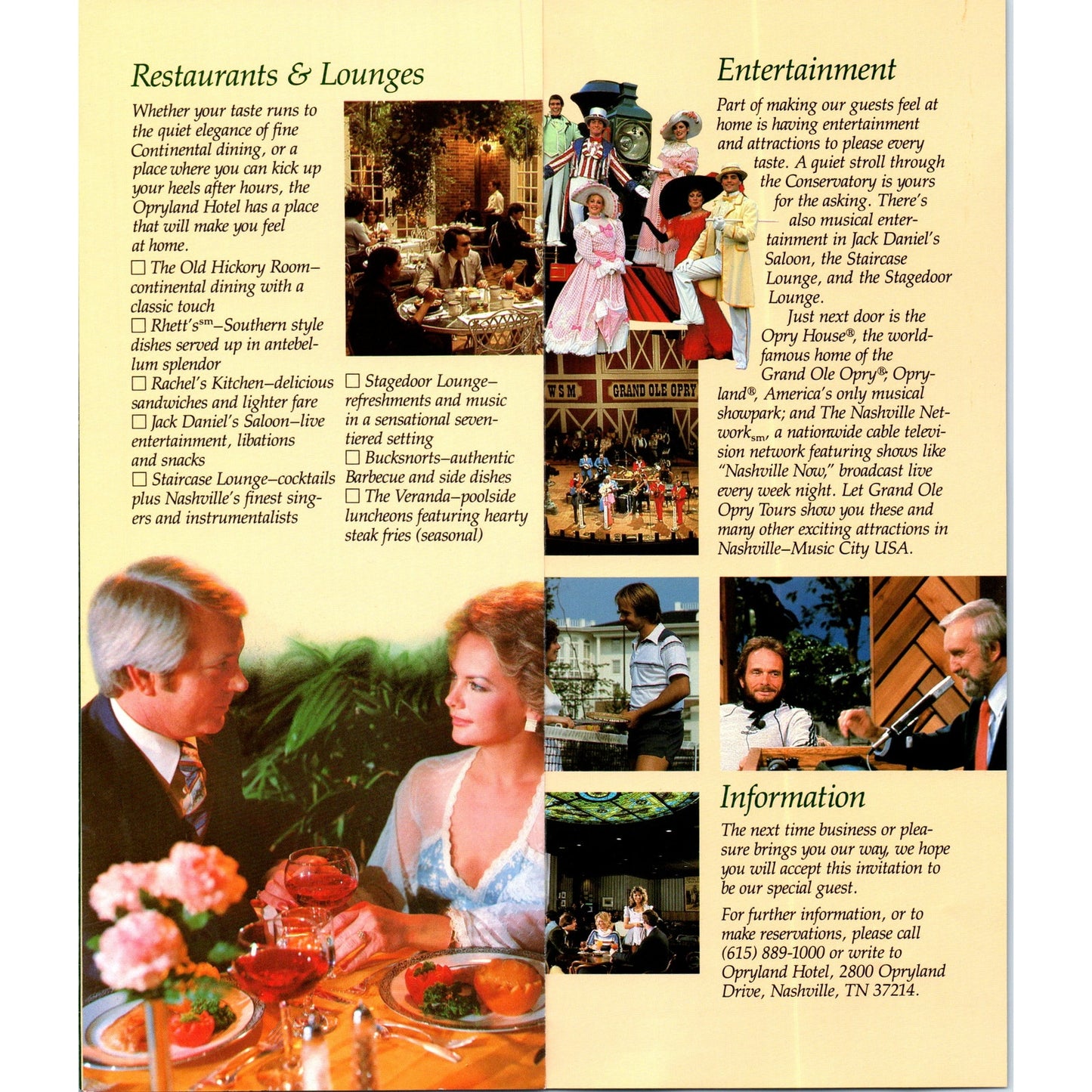 1980s Opryland Hotel Nashville Tennessee The Tradition Continues Brochure TF4-BC