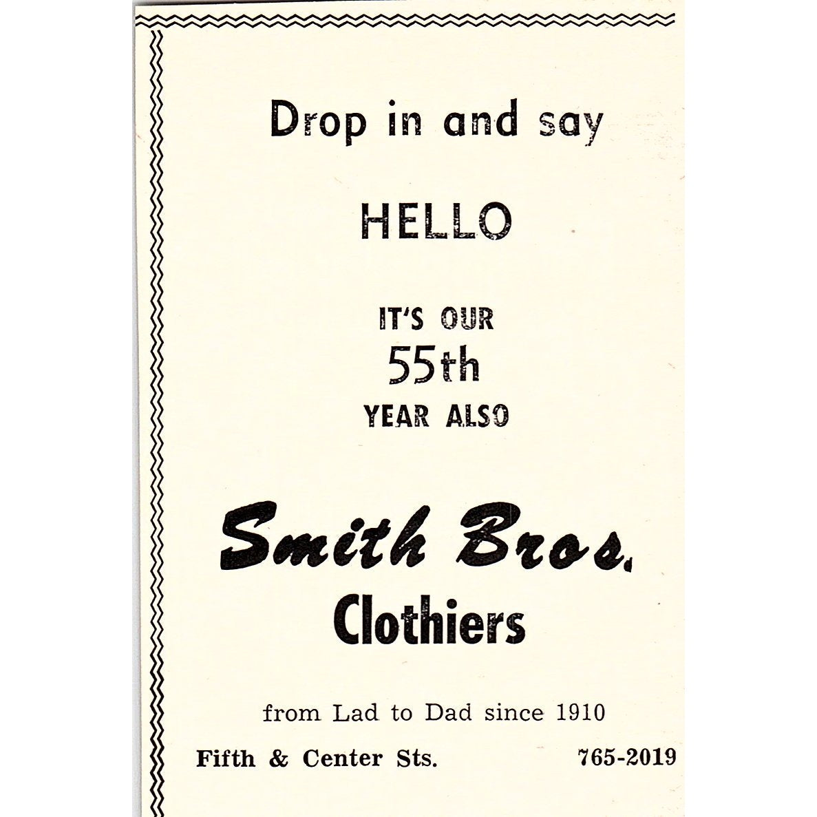 Smith Bros. Clothiers, Fox Lounge & Hotel - Taft CA 1965 Ad AF8-M6