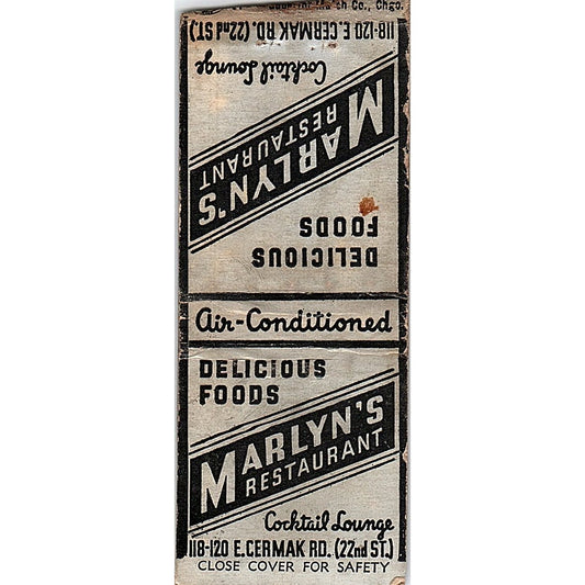 Marilyn's Restaurant Cocktail Lounge 120 E. Cermak Rd Chicago Matchbook SC7-Y7
