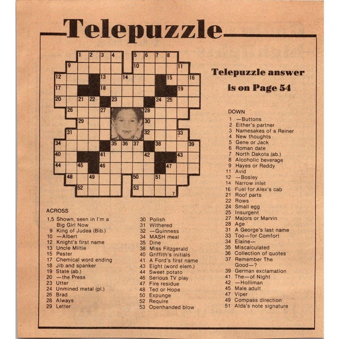 Telepuzzle Crossword Puzzle 1981 Ft. Myers News-Press Airwaves Clipping AI5-5