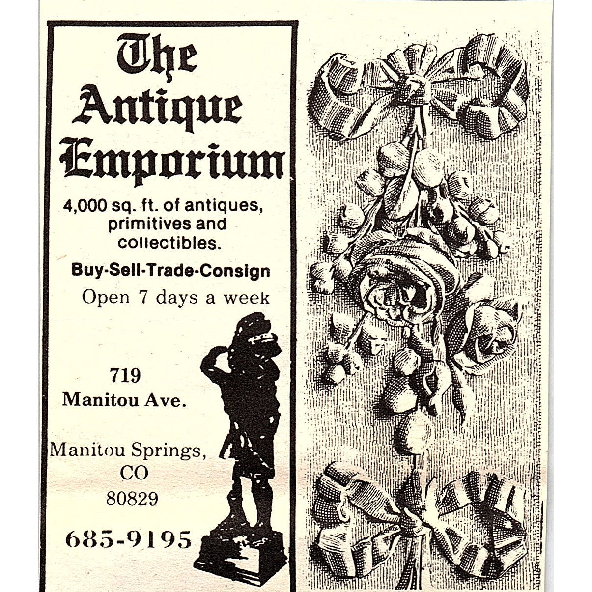 The Antique Emporium 719 Manitou Ave, Manitou Springs CO 1984 Ad AF9-M4