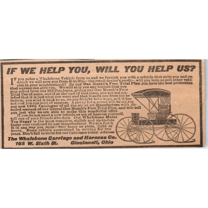 The Whalebone Carriage and Harness Co Cincinnati OH 1905 Magazine Ad AF1-NH4