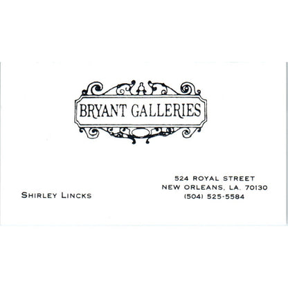 Bryant Galleries Shirley Lincks New Orleans LA Vintage Business Card SE3-B6