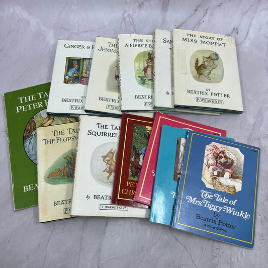 Vintage Beatrix Potter Book Lot of 12 Peter Rabbit Flopsy Bunny Miss Moppet TK3