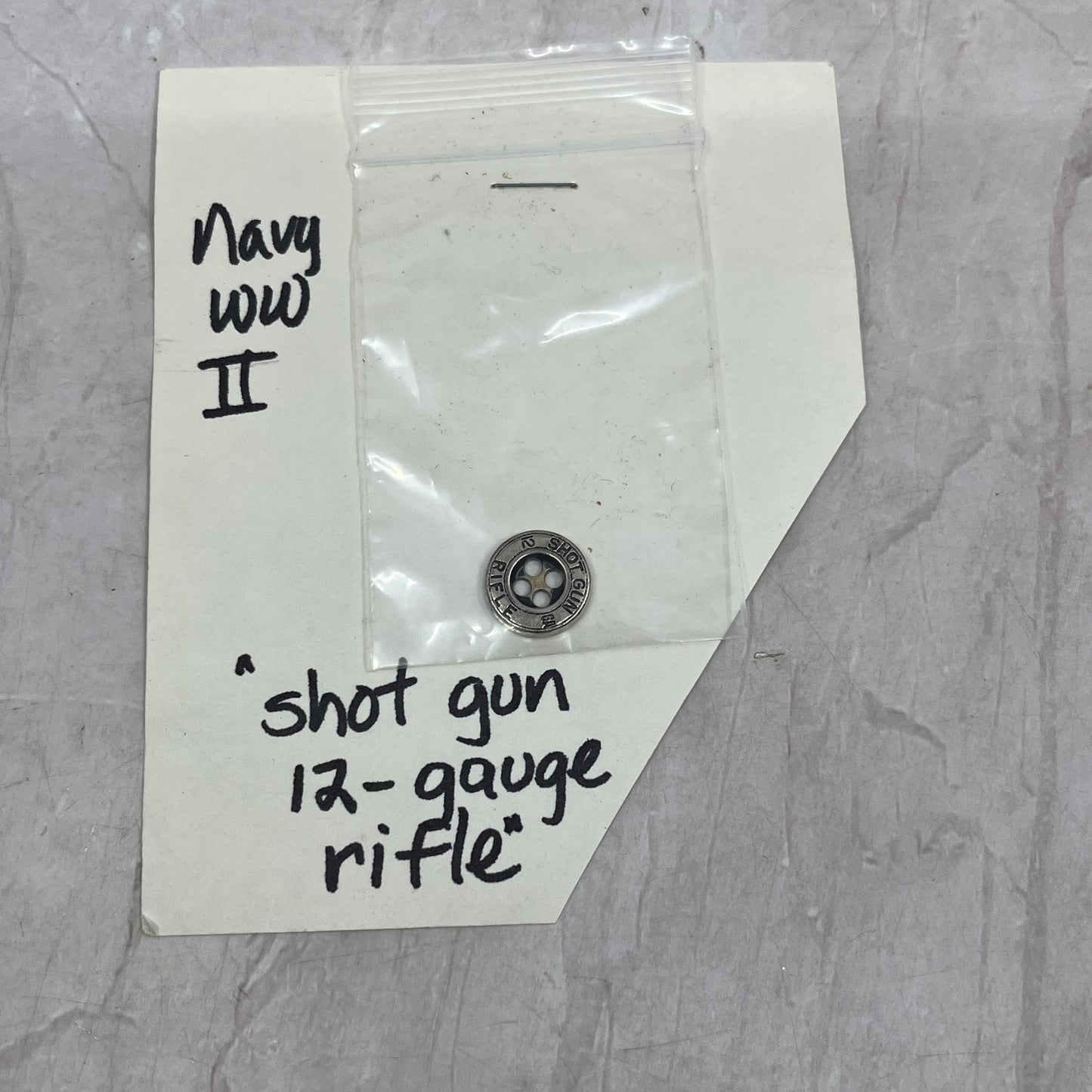 WWII Navy Shot Gun Rifle 12 Gauge Plastic Metallic Button SF4