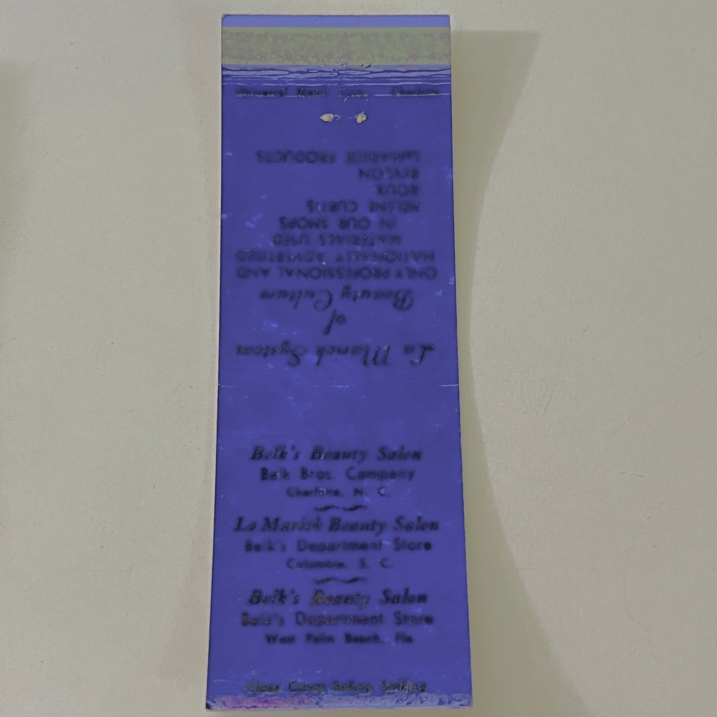 Belk's Beauty Salon Charlotte NC La Marick Salon Columbia SC Matchbook MB8-6
