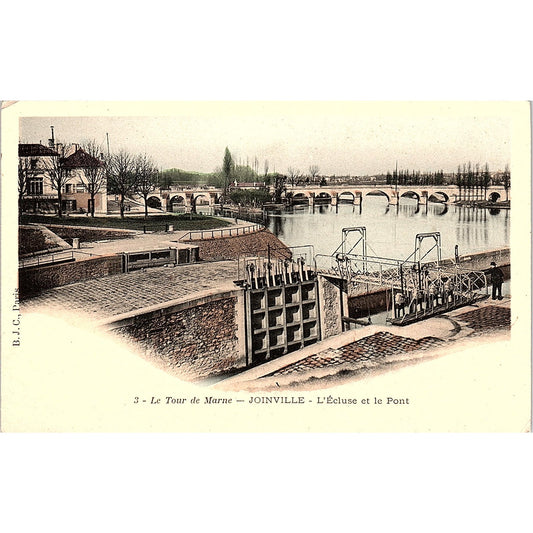 Le Tour De Marne Joinville L'Écluse Et Le Pont French Antique Postcard PE10