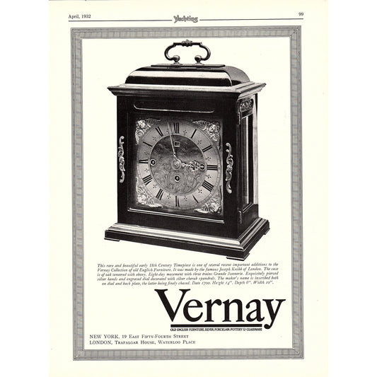 Vernay Old English Furniture Siler Porcelain Pottery Glassware NYC 1932 Ad V1-4