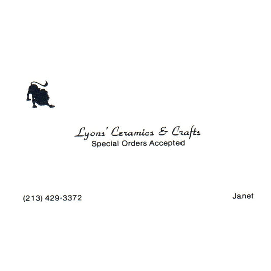 Janet Lyon' Ceramics & Crafts Vintage Business Card SF3-B1