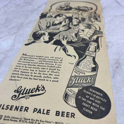Gluck's Beer College Football Minnesota Michigan Wisconsin 6x14 Newspaper FL6-8