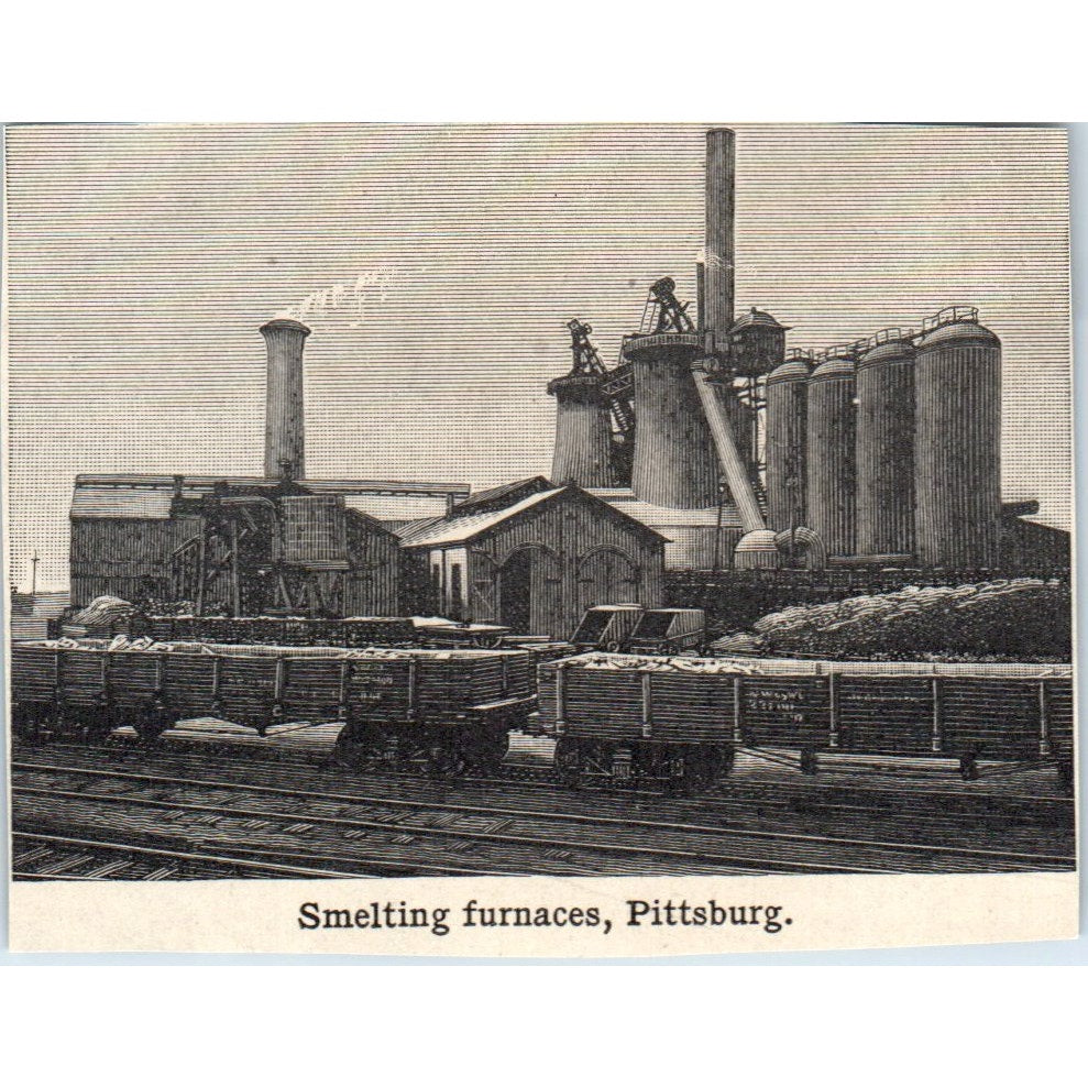Smelting Furnace in Pittsburgh 1901 Engraving AF2-P1