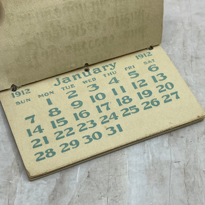 1912 Mini Pocket Calendar 2.5x4" AE3