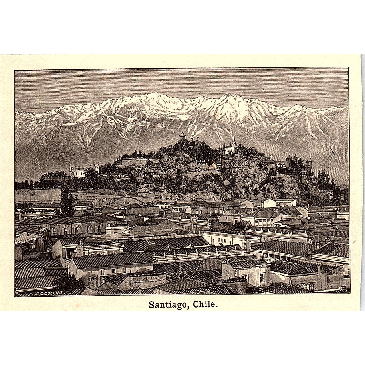 Santiago Chile 3x4" 1901 Engraving AF6-M13