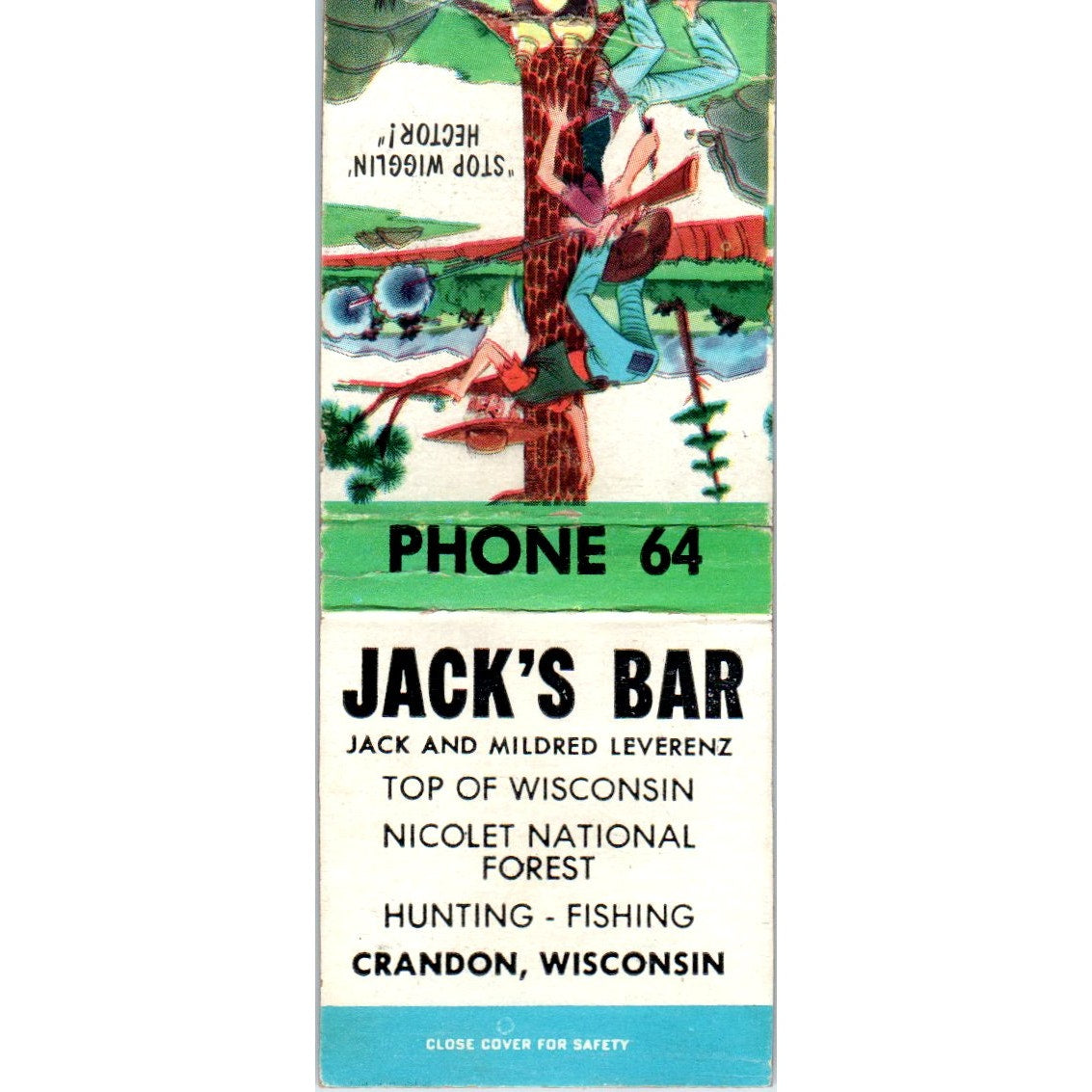 Jack's Bar Jack & Mildred Leverenz Nicolet Forest Crandon Matchbook SD2-Y4