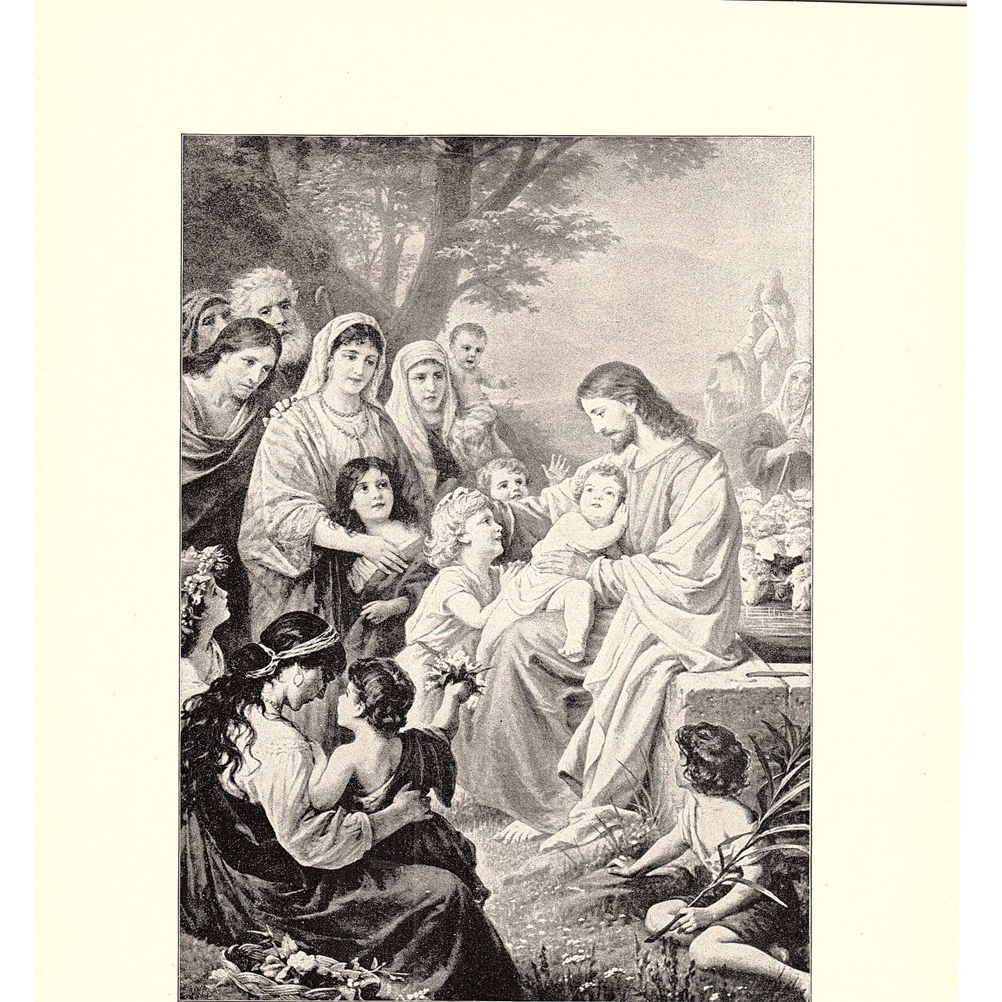 Christ Blessing the Children - Bernard Plockhorst - 1898 Litho Art Print D19